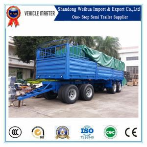 4 roda kargo Trailer yang penuh dengan Drawbar untuk transportasi kargo 60t